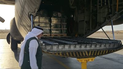 وصول الطائرة الإغاثية السعودية الـ 73 إلى مطار العريش لإغاثة الشعب الفلسطيني في غزة 