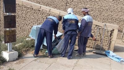 رفع 15 طن مخلفات من طريق الكباش وتطهير معابد الكرنك لاستقبال السائحين