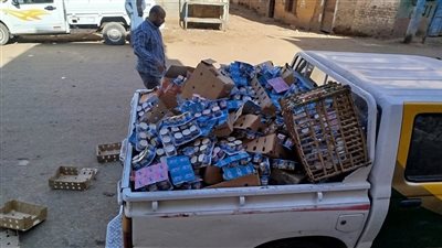 ضبط طن مواد غذائية منتهية الصلاحية داخل مخزن غير مرخص في حملة تموينية بالأقصر