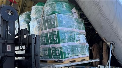 وصول طائرة المساعدات السعودية الـ75 إلى مطار العريش لإغاثة الشعب الفلسطيني في غزة 