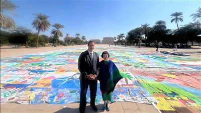 عرض أكبر لوحة في العالم بساحة معبد الكرنك بالأقصر احتفالا باليوم الثقافي الياباني