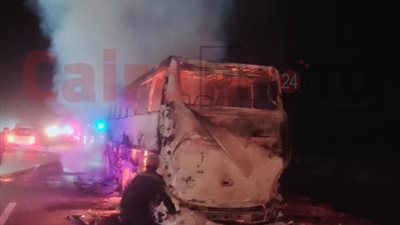 60 راكبًا قادمين من القاهرة للأقصر.. ننشر أول صور لحريق أتوبيس في قنا