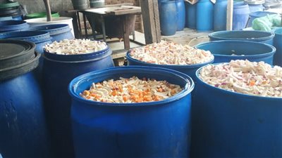 ضبط مصنع مخللات غير مرخص و3 أطنان بصل مخلل وسلع وسجائر مهربة ومنتهية الصلاحية بالغربية 