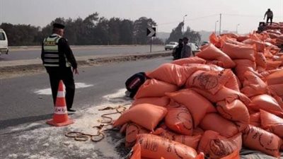 إعادة فتح “الطريق الزراعي السريع” أعلى كوبري المنصورة بعد تعطله بسبب انقلاب سيارة أسمدة (صور)