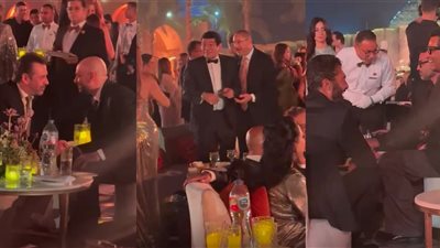 كريم عبد العزيز وخالد النبوي وأحمد مراد في حفل زفاف ابنة المنتج محمد السعدي رئيس الشركة المتحدة