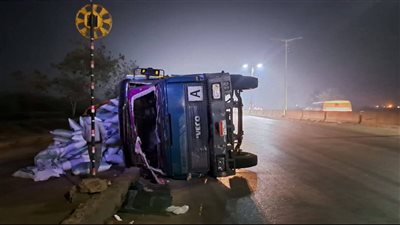 دون إصابات.. انقلاب سيارة نقل أعلاف على الطريق الزراعي بالمنوفية