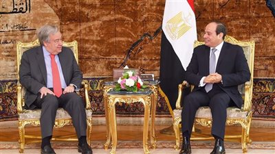 سكرتير عام الأمم المتحدة للرئيس السيسي: مصر أدت دورًا بارزًا في تخفيف المعاناة الإنسانية بالسودان وغزة