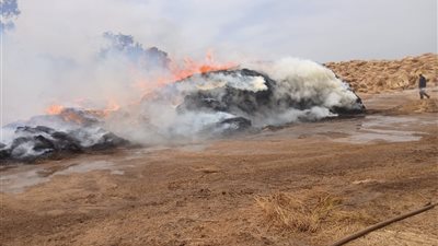 الدفع بـ 12 سيارة إطفاء.. حريق في شونة كتان بقرية شبرا ملس بالغربية 