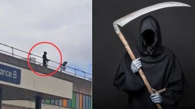 تنكر في هيئة ملك الموت.. رجل يعتلي سطح مستشفى في ويلز ويثير الذعر بين المرضى