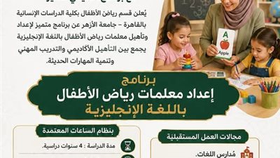 برنامج أكاديمي جديد لإعداد معلمات رياض الأطفال باللغة الإنجليزية بكلية الدراسات الإنسانية بالقاهرة