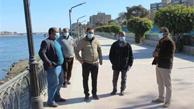 تفاصيل تطوير كورنيش النيل بمراحله الأربعة ومتابعة تنفيذ الأعمال بالمنيا 