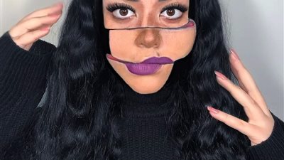 أدوات التجميل استخدمتها للترهيب والارتباك.. دانا خالد تبدع في رسومات الخدع البصرية على الوجه