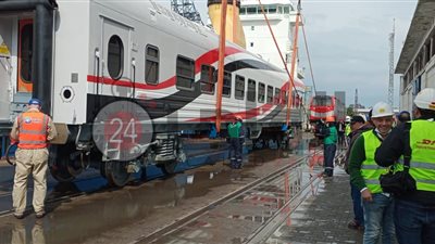 البدء فى تفريغ الدفعة الأولى من العربات المجرية بميناء الاسكندرية (صور)