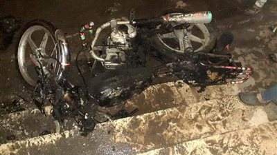 حريق داخل سنترال بقرية سنهور في البحيرة بسبب دراجة بخارية (صور)