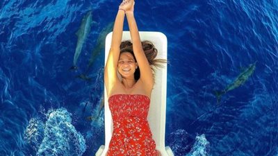 دينا داش في شهر العسل بجزر المالديف