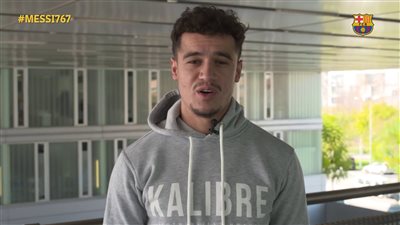 كوتينيو يهنئ ميسي بمناسبة وصوله إلى 767 مباراة مع برشلونة