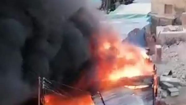 حريق بجوار محطة قطارات