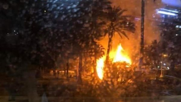 حريق بأشجار حديقة