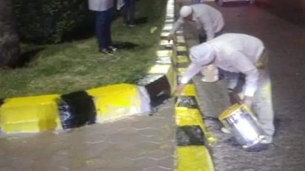 طلاء أرصفة طريق الكورنيش