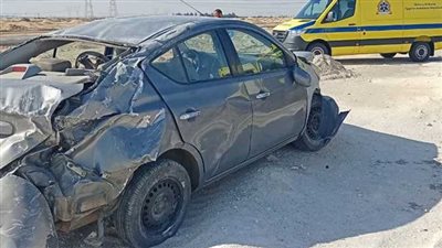 خروج جميع المصابين بحادث انقلاب سيارة بطريق مصر الإسكندرية الزراعى 