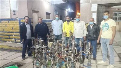 مصادرة 27 شيشة وتحرير 12 محضر عدم ارتداء كمامة بحملة في شبين القناطر 