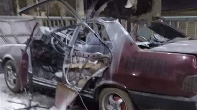 انفجار سيارة ملاكي على كوبري الباجور العلوي بالمنوفية (فيديو)