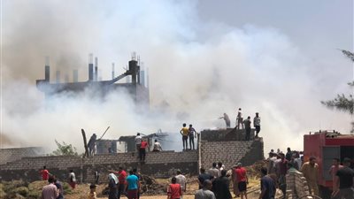 حريق هائل داخل مصنع كتان وحظيرة مواشٍ بسمنود.. والدفع بـ 5 سيارات إطفاء (صور)