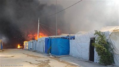 حريق ضخم يلتهم مخيم للنازحين بإقليم كردستان العراق