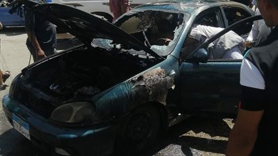 النيران تلتهم سيارة ملاكي بشارع مديرية أمن قنا
