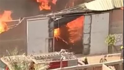 لقطات من حريق مصنع أثاث منزلي بالطالبية (فيديو) 