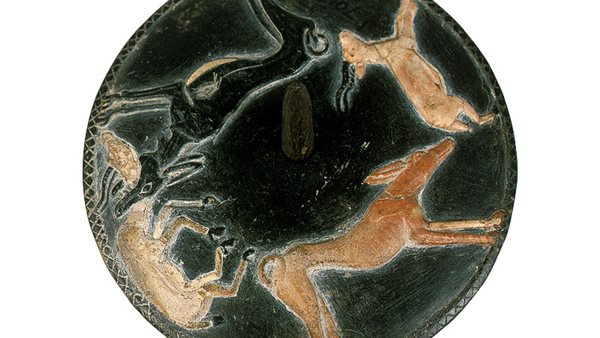 قرص يحمل منظر لكلب