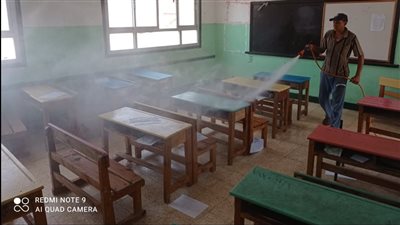 تطهير وتعقيم لجان الامتحانات والمساجد والشوارع بمدن وقرى كفر الشيخ