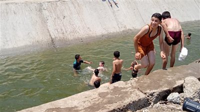 بورتو الغلابة.. أطفال زاوية النعاورة بالمنوفية يسبحون بالترع بعد تبطينها (صور)