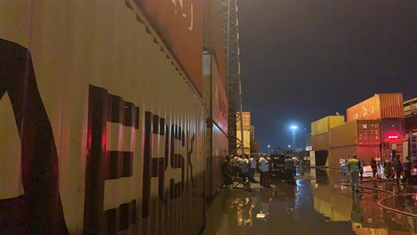 حريق بميناء غرب بورسعيد 