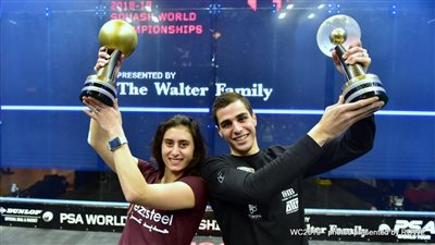 تعرف على تعليق نور الشربيني وعلي فرج بعد تتويجهما ببطولة العالم للأسكواش