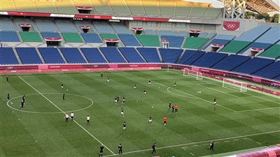 إحماء مصر والبرازيل قبل مباراة ربع نهائي طوكيو 2020 (صور)