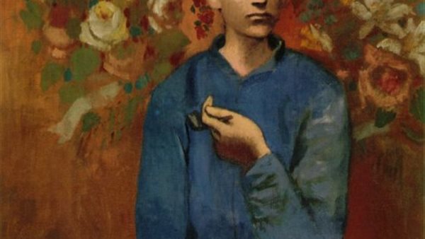  لوحة صبي وغليون.