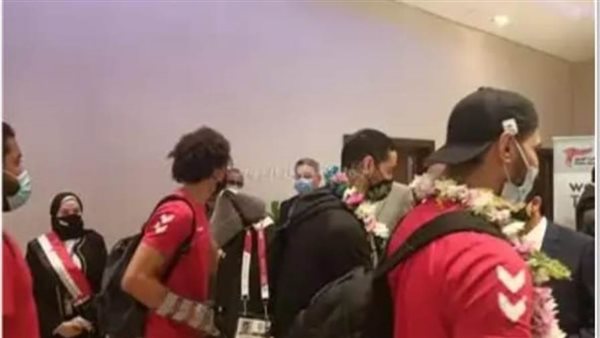 لحطة وصول منتخب مصر