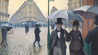 شاهد.. لوحة لجوستاف كاييبوت تصور شارعا باريسيا في يوم ممطر