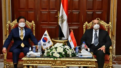 المستشار عبدالوهاب عبدالرازق يستقبل رئيس الجمعية الوطنية لـ كوريا الجنوبية 