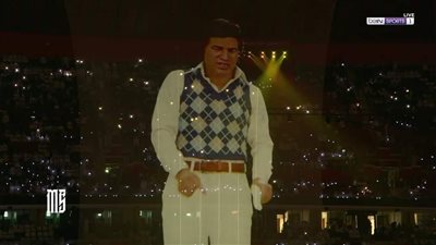 احتفاء بظهور سعيد صالح في كأس العرب عبر تقنية الهولوجرام | صور