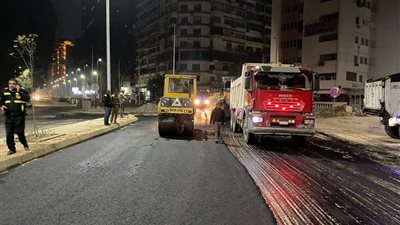 رصف محاور مرورية بعدد من أحياء وشوارع الجيزة