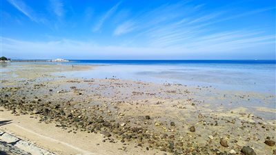 تراجع مياه البحر بالغردقة بسبب ظاهرة الجزر