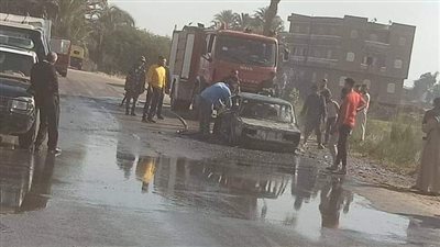 تفحم سيارة بأسيوط دون وقوع خسائر بشرية 