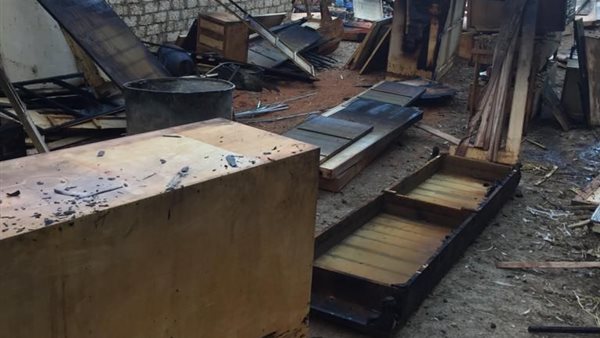 حريق بورشة نجارة