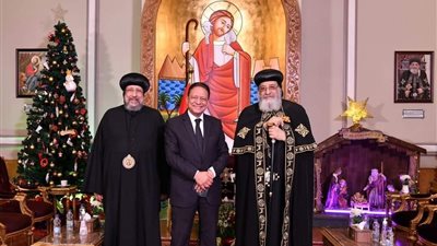البابا تواضروس يستقبل رئيس المجلس الأعلى للإعلام للتهنئة بعيد الميلاد