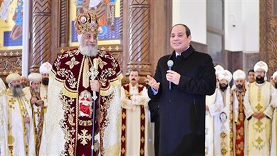 مصدر: الرئيس السيسي يشارك بعد قليل في قداس عيد الميلاد المجيد