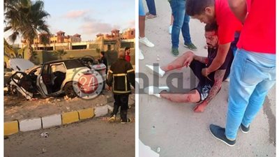 شاهد.. لحظة حادث تصادم عمرو زكى واللقطات الأولى بعد إصابته (فيديو)
