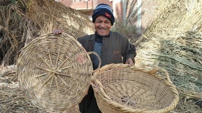 الأيدي الشقيانة.. صناعة الأسبتة من البوص «مهنة تتوارثها الأجيال في المنوفية» | صور وفيديو