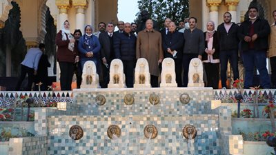 محافظ القاهرة يتفقد أعمال التطوير الجارية بحديقة الأندلس الأثرية